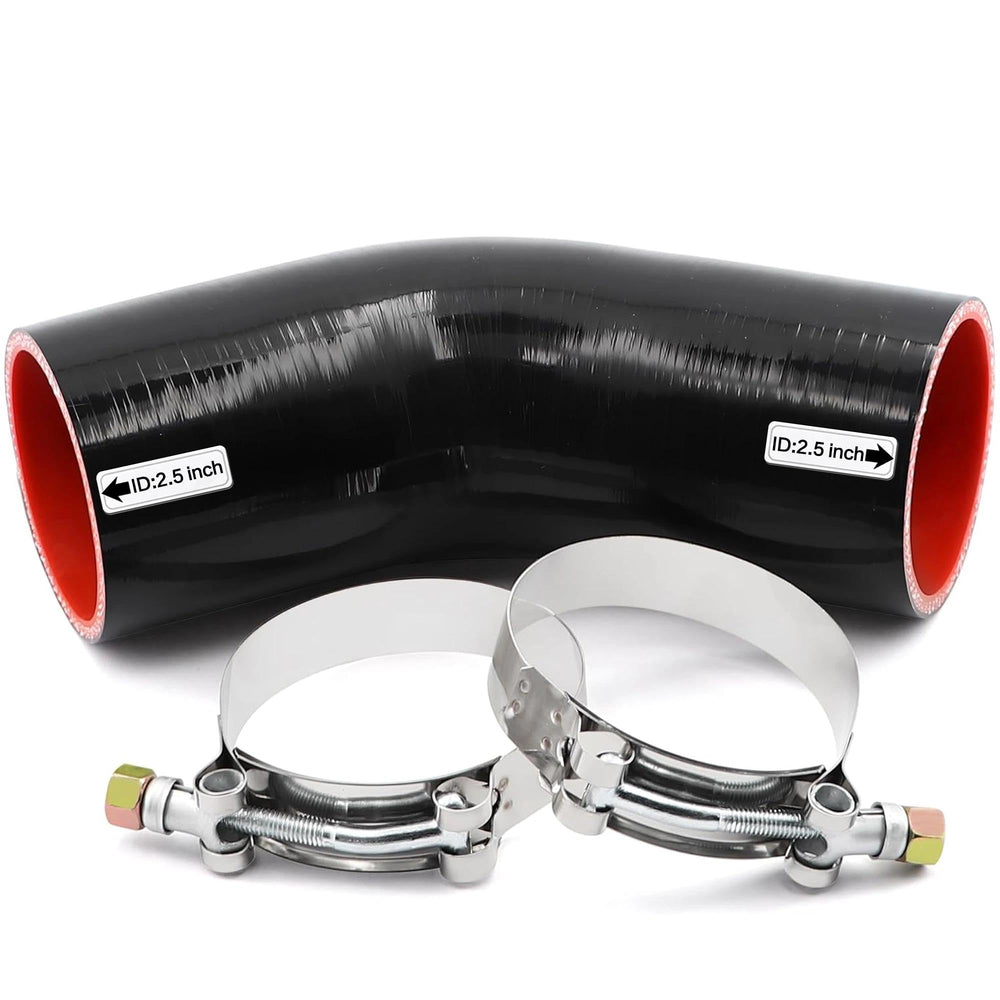 TuoLauthon front view of 45° silicone elbow showing shape and finish, reliable fit
