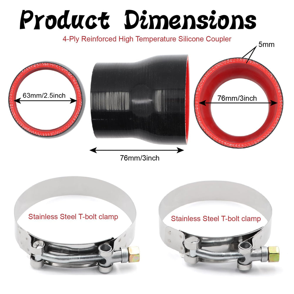 TuoLauthon stainless steel T-bolt clamps detail for secure, even sealing under boost