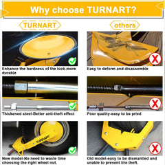 Turnart wheel lock installed on car wheel demonstrating theft deterrent benefit