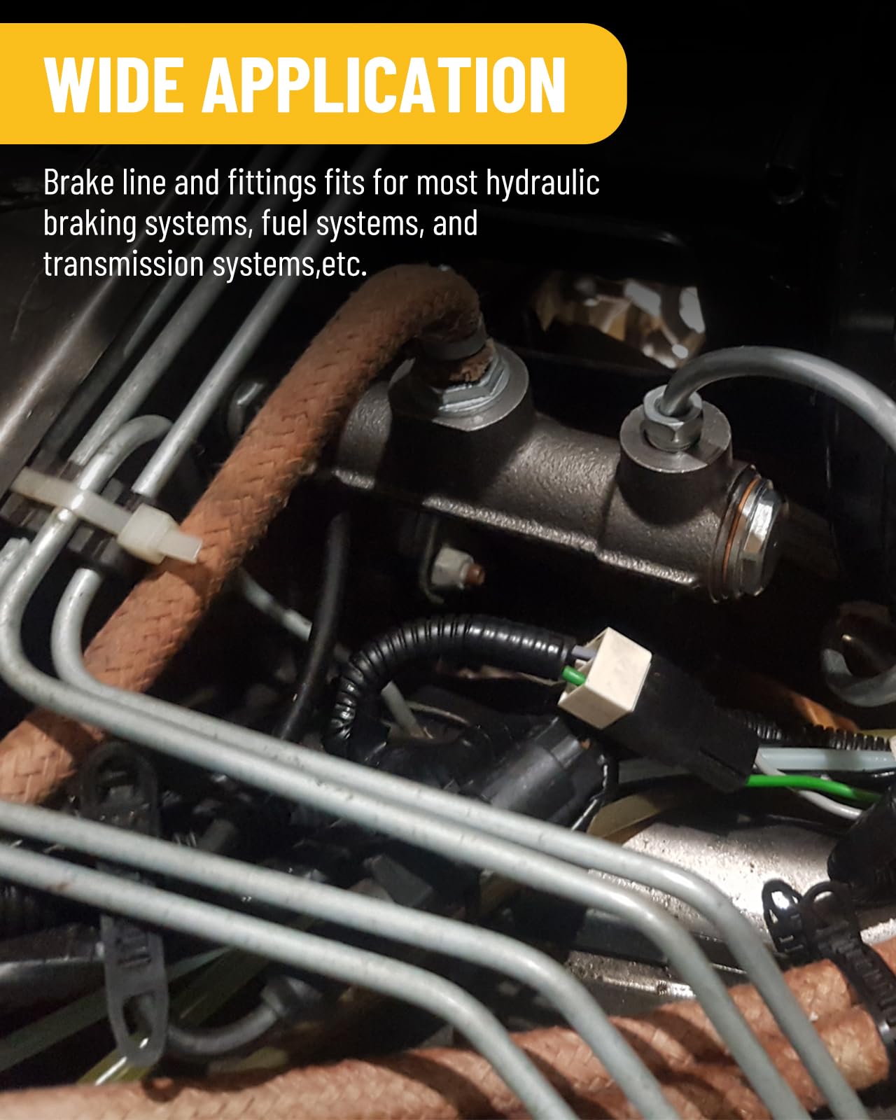 Turnirace tools in use on vehicle brake line illustrating on-vehicle repair efficiency