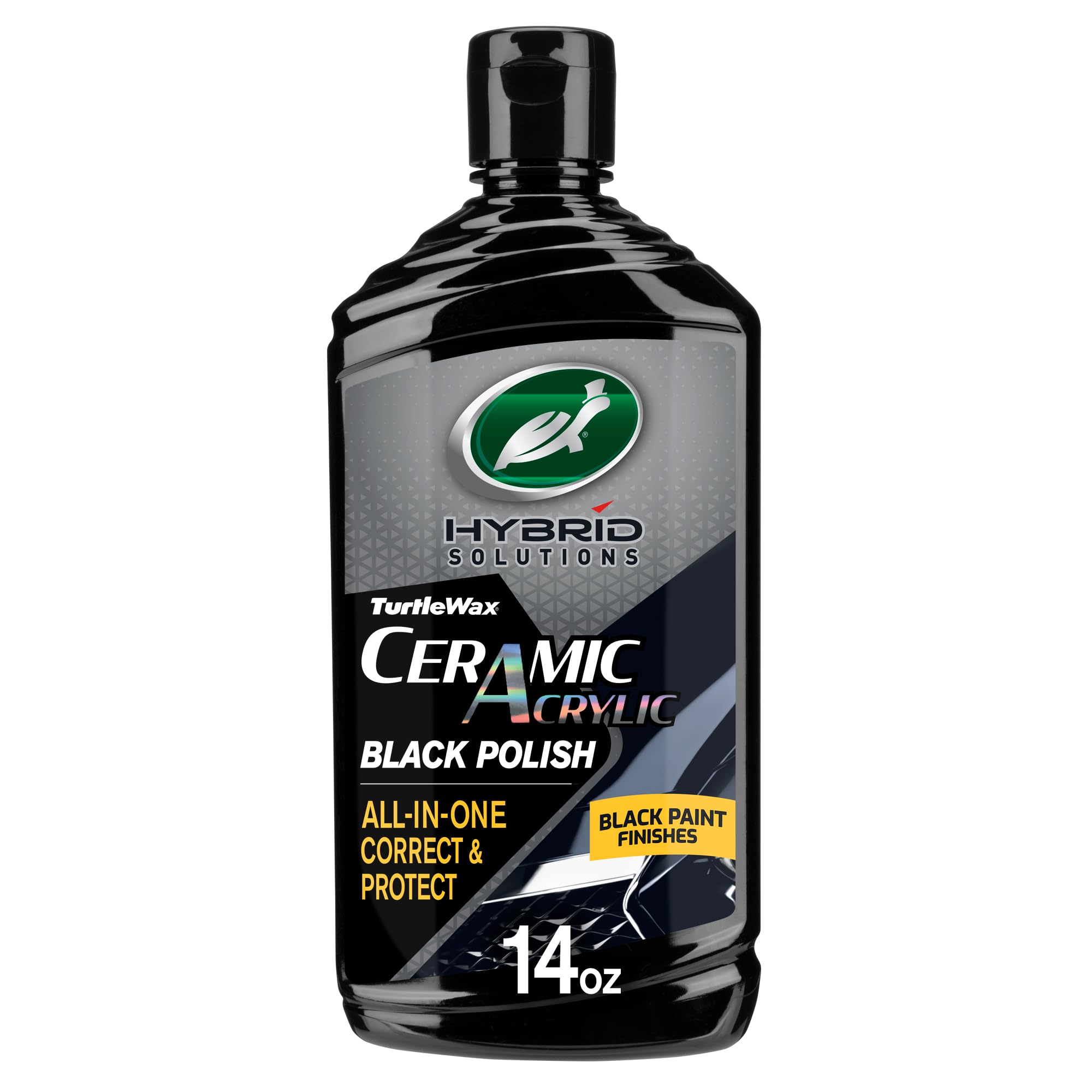 Turtle Wax front label showing 14 oz jar and product benefits for dark cars
