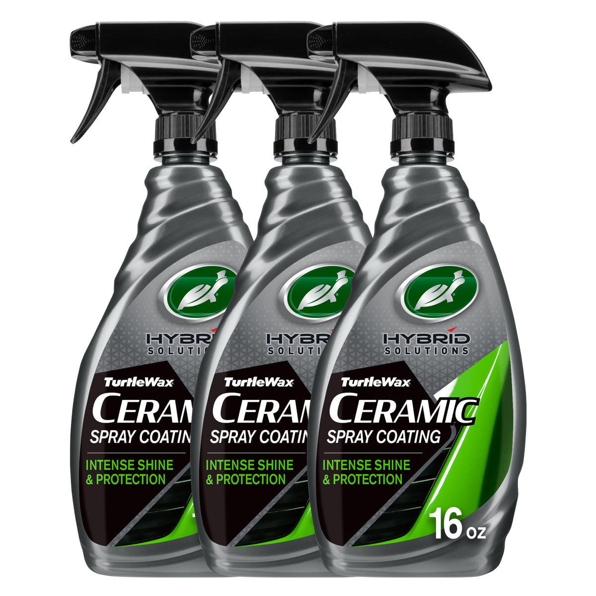 Turtle Wax front packaging showing three 16 oz bottles and clear label benefit