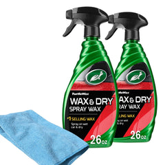 Turtle Wax front packaging showing two 26 oz bottles and included towel for convenience