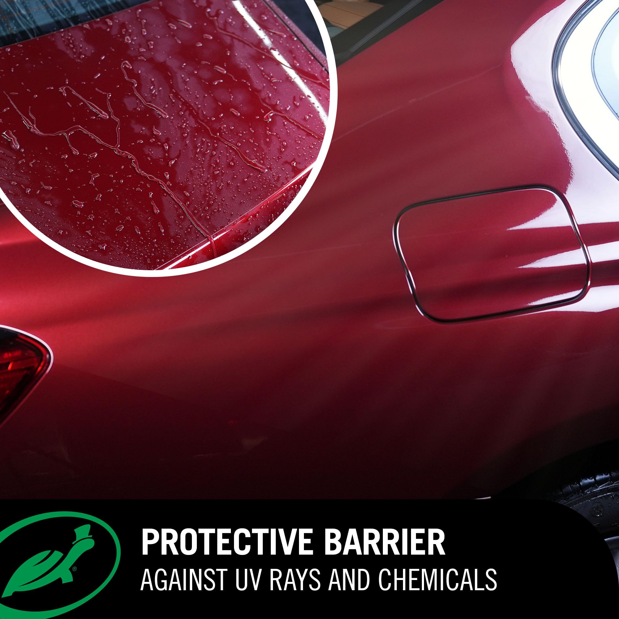 Turtle Wax sprayed on chrome and glass delivering protective sheen