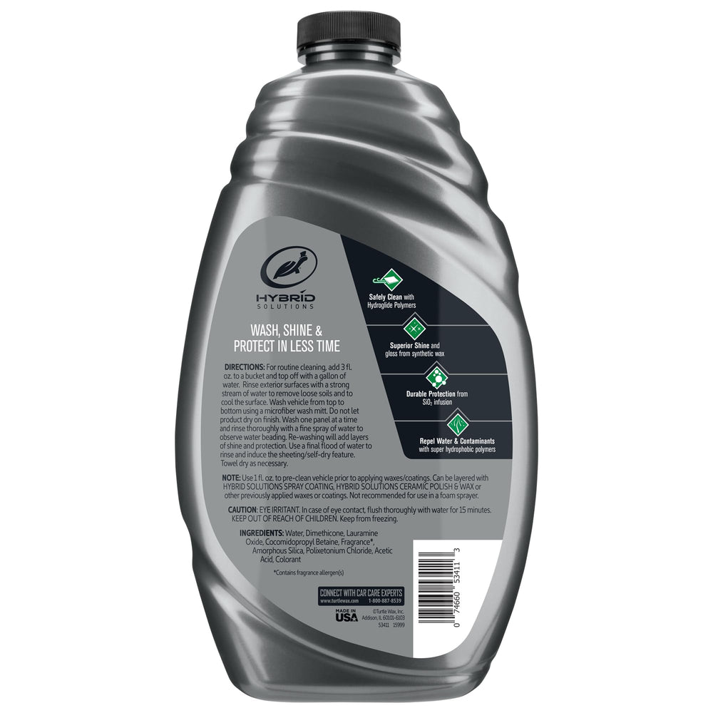 Turtle Wax bottle next to common objects to show 48 oz size and value