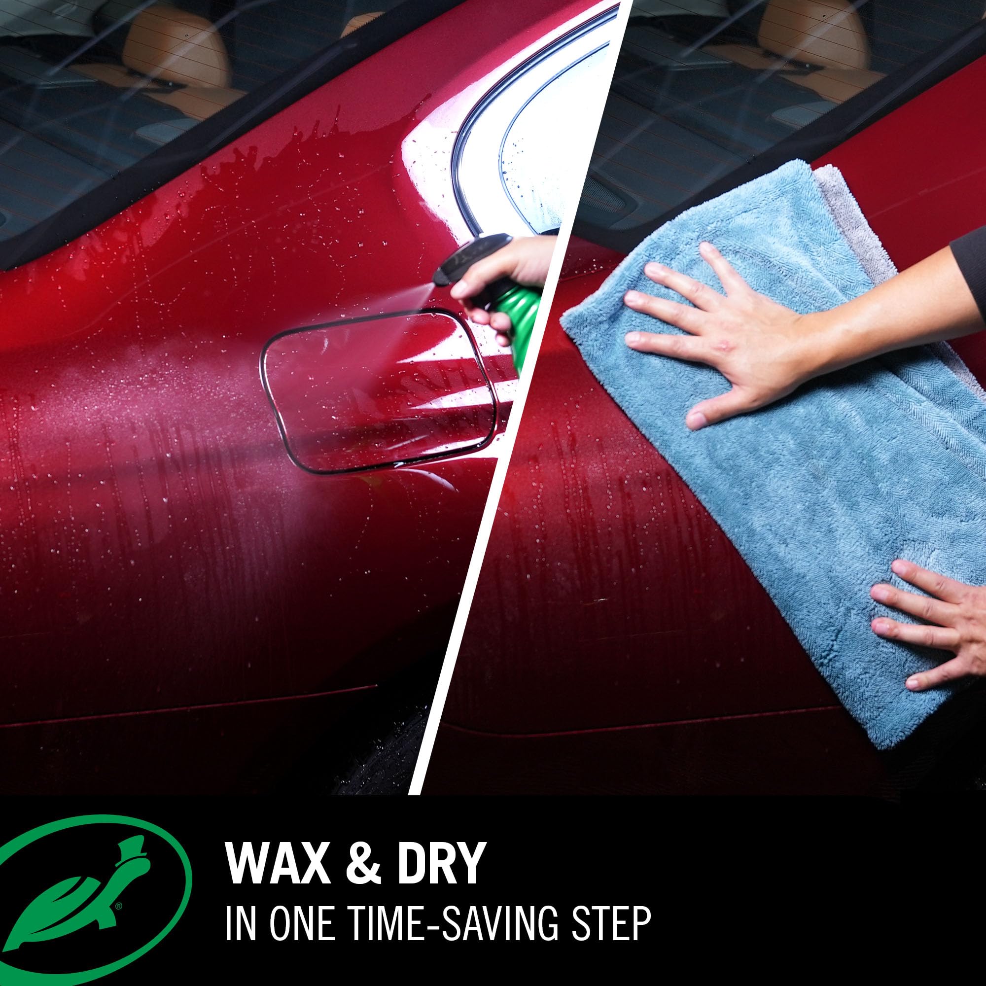 Turtle Wax bottle in hand for size scale and easy application benefit