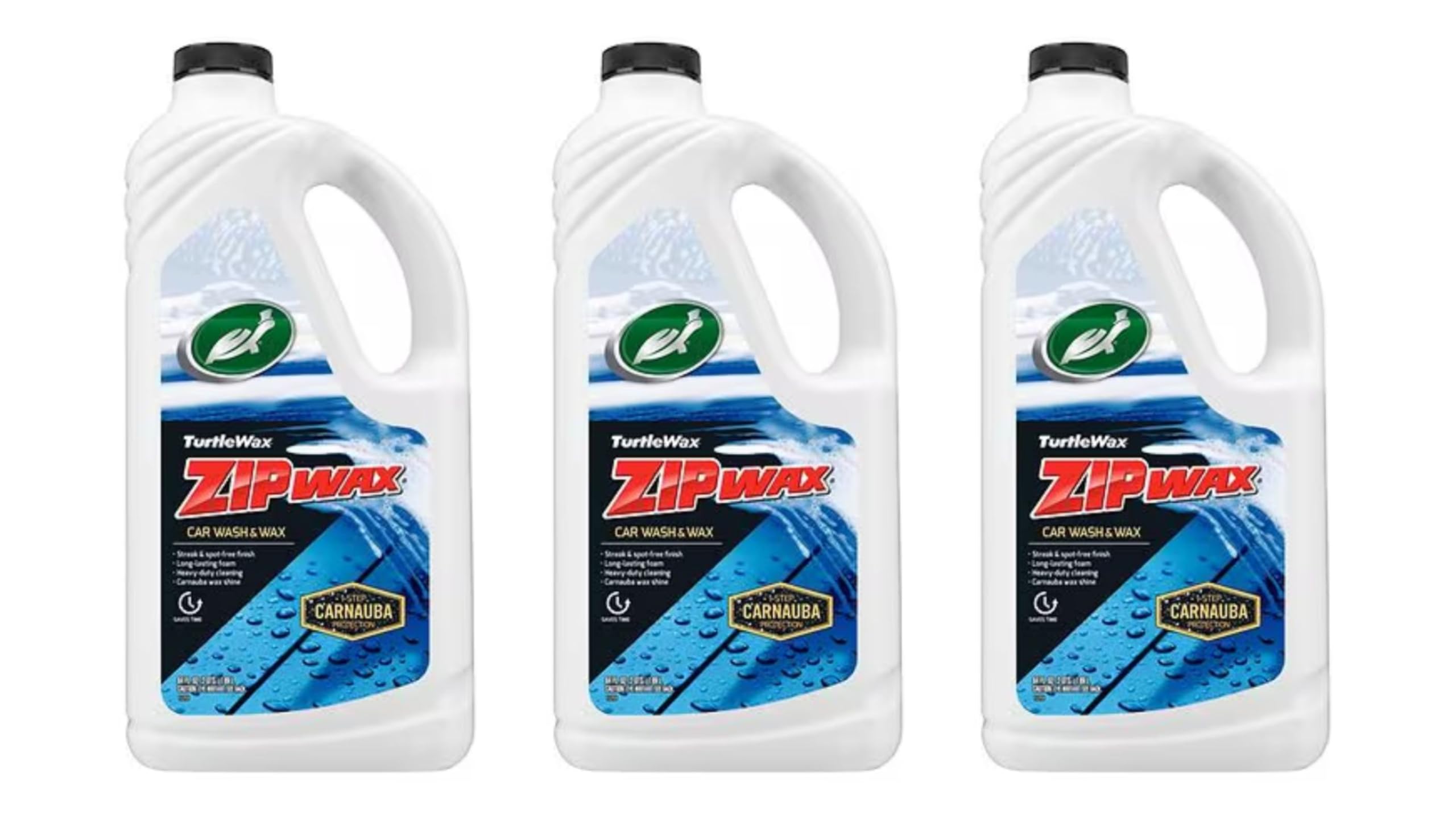 Turtle Wax T-79 front packaging shows three 64 oz bottles for value and convenience