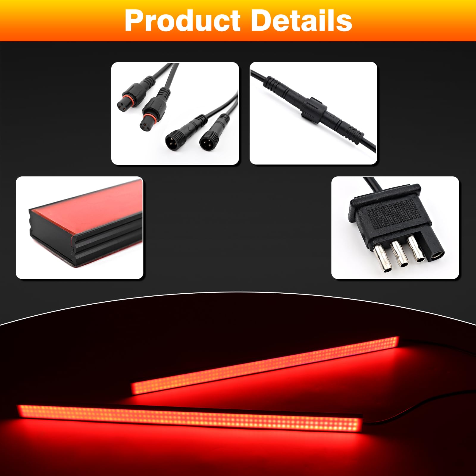 Turvysen brake light activated at night showing clear high-brightness brake signal