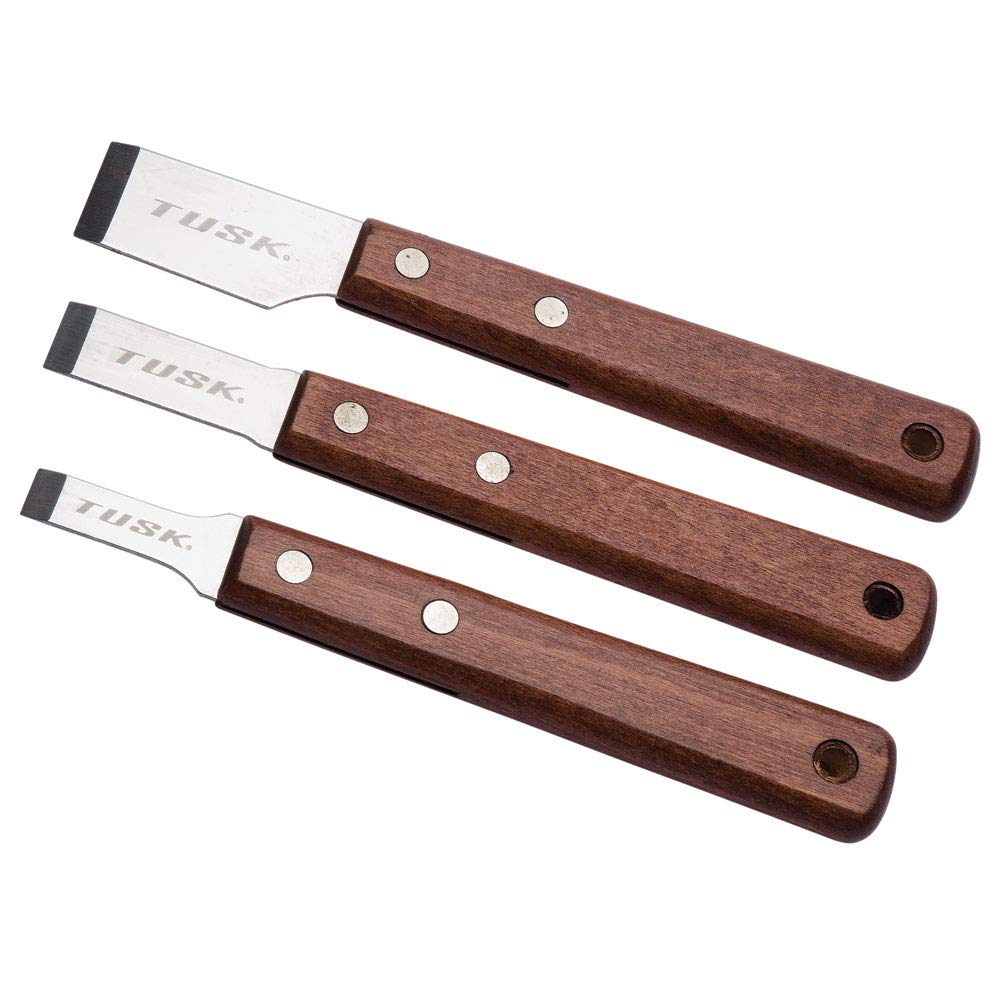 TUSK front view of three-piece gasket scraper kit showing handles and blades for faster gasket removal