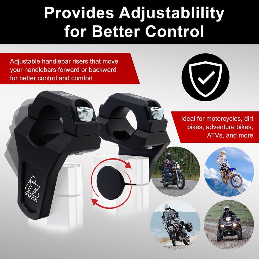 TUSK riser installed on dirt bike showing improved control and leverage