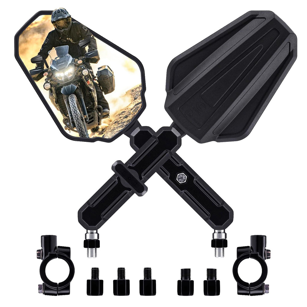 Tvitano front view packaging showing mirror pair and included adapters for quick fit