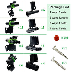 Twippo close-up of 1–4 pin housings highlighting secure snap-lock feature