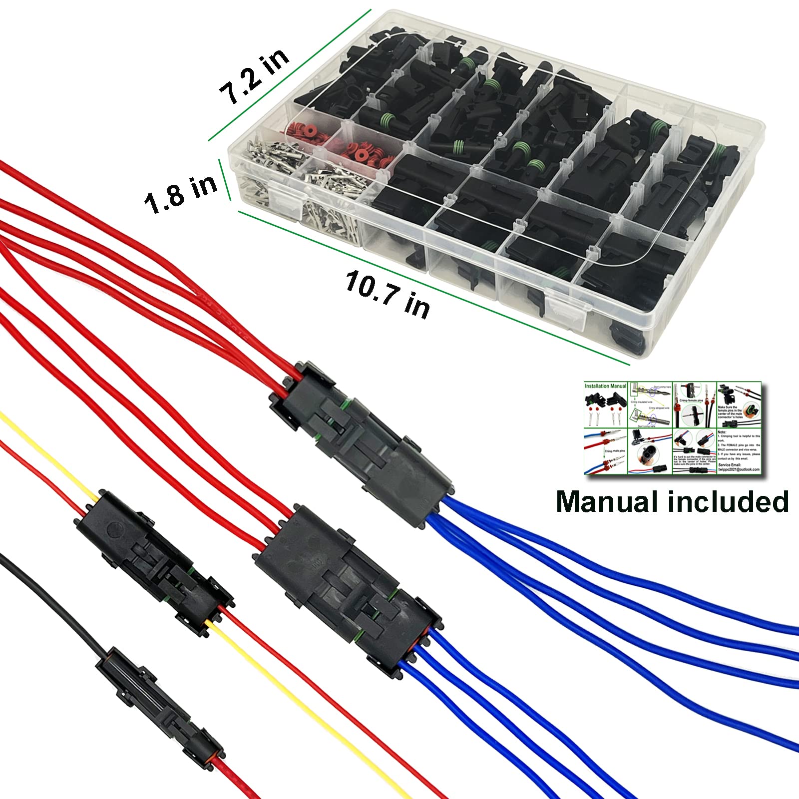 Twippo kit spread on workbench showing organized parts for fast harness assembly