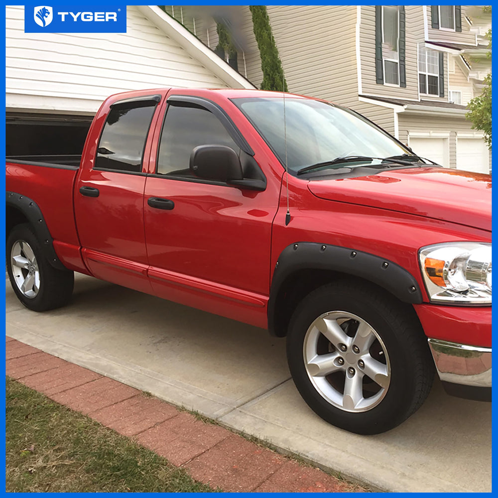 Tyger Auto flares mounted on truck side profile showing clean bolt-on look