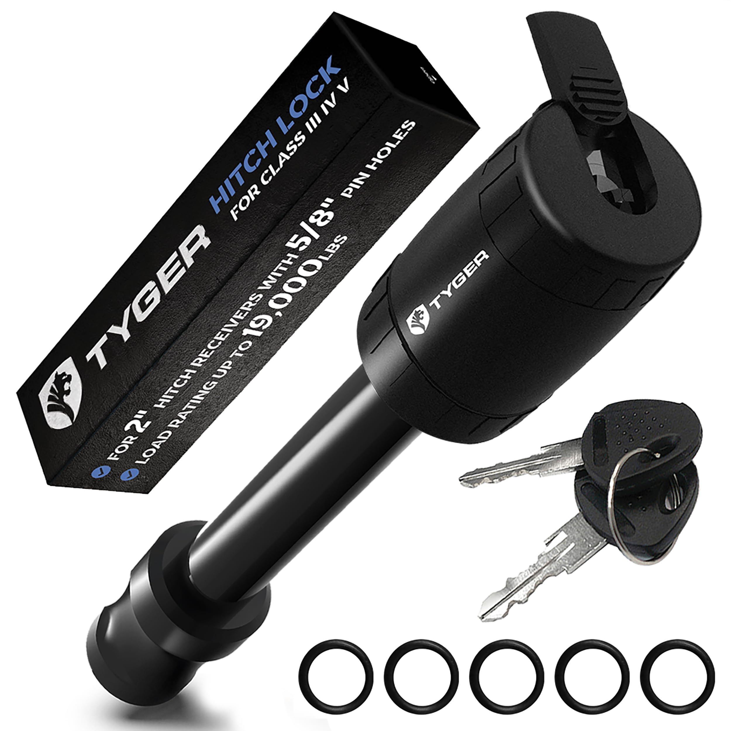 Tyger Auto front view of hitch lock pin showing robust build and finish benefits