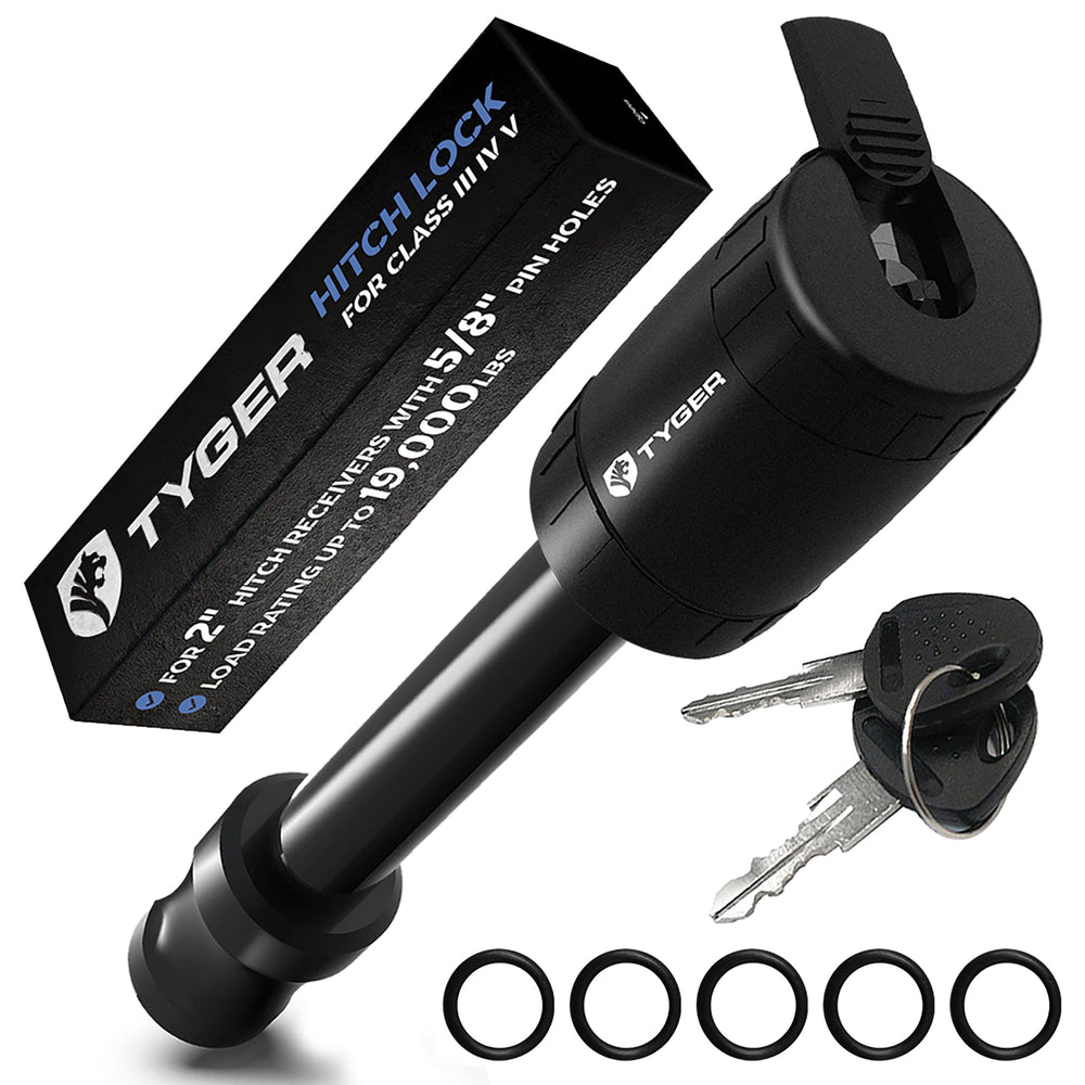 Tyger Auto front view of hitch lock pin showing robust build and finish benefits