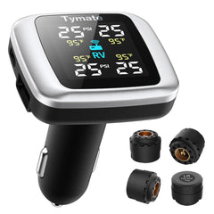 Tymate TM7 monitor front view showing readable tire data and fast alerts