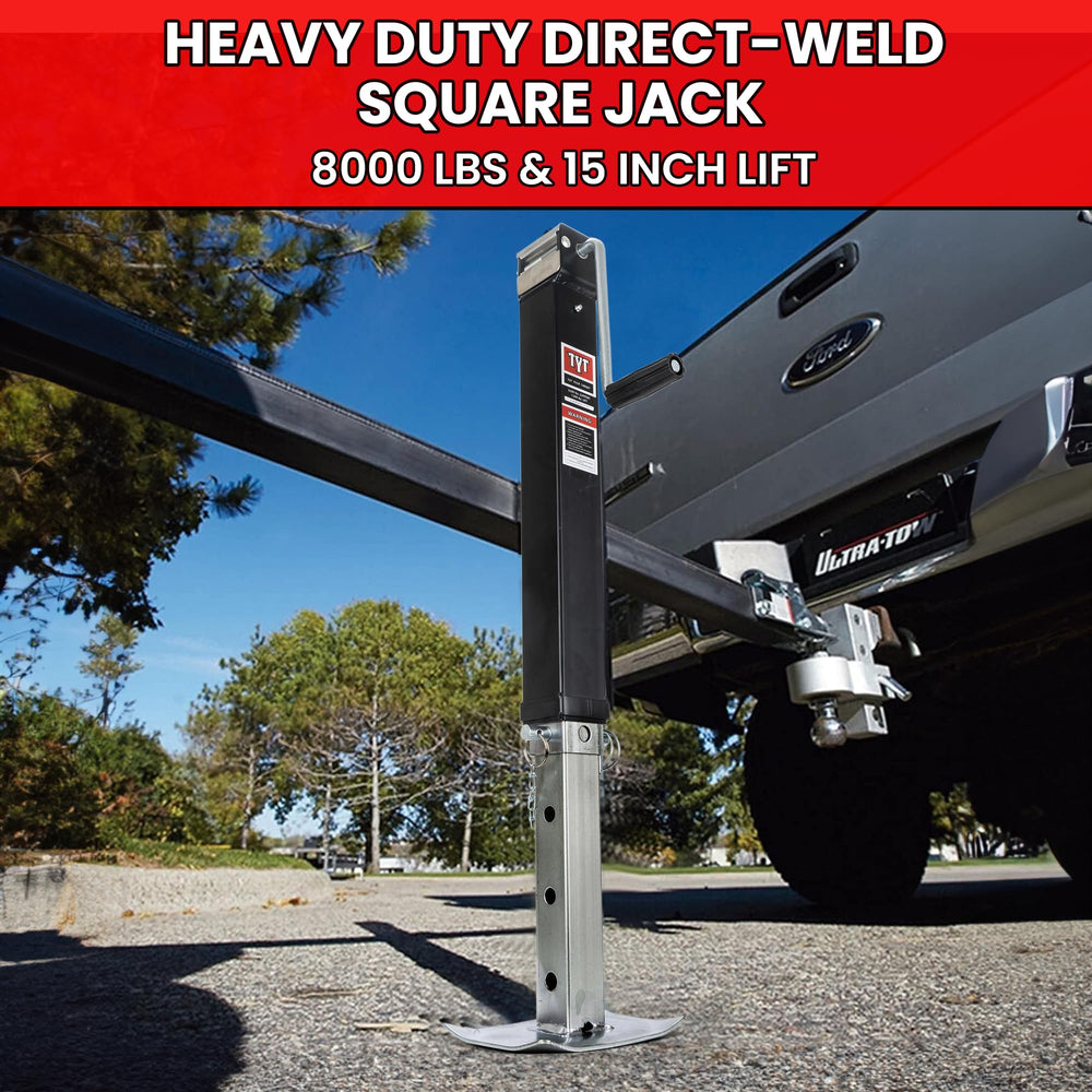TYT close-up of adjustable drop leg with pin and clip ensuring quick reliable height changes