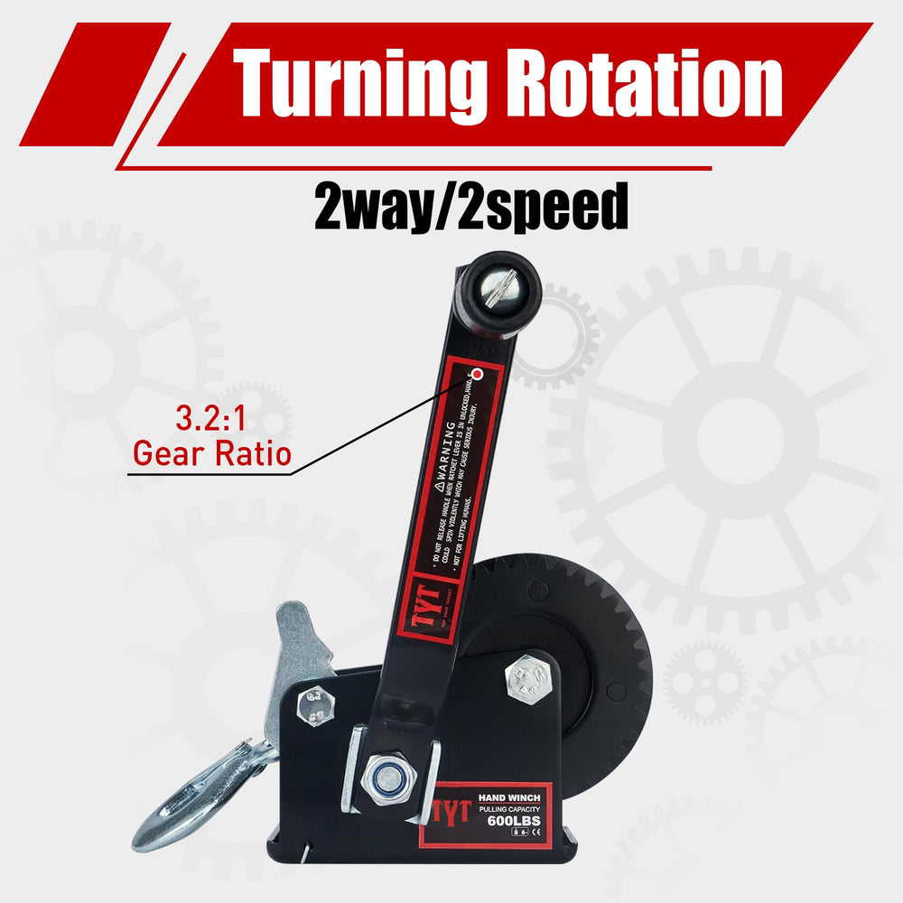 TYT handle with anti-slip curved grip offering comfortable, firm cranking