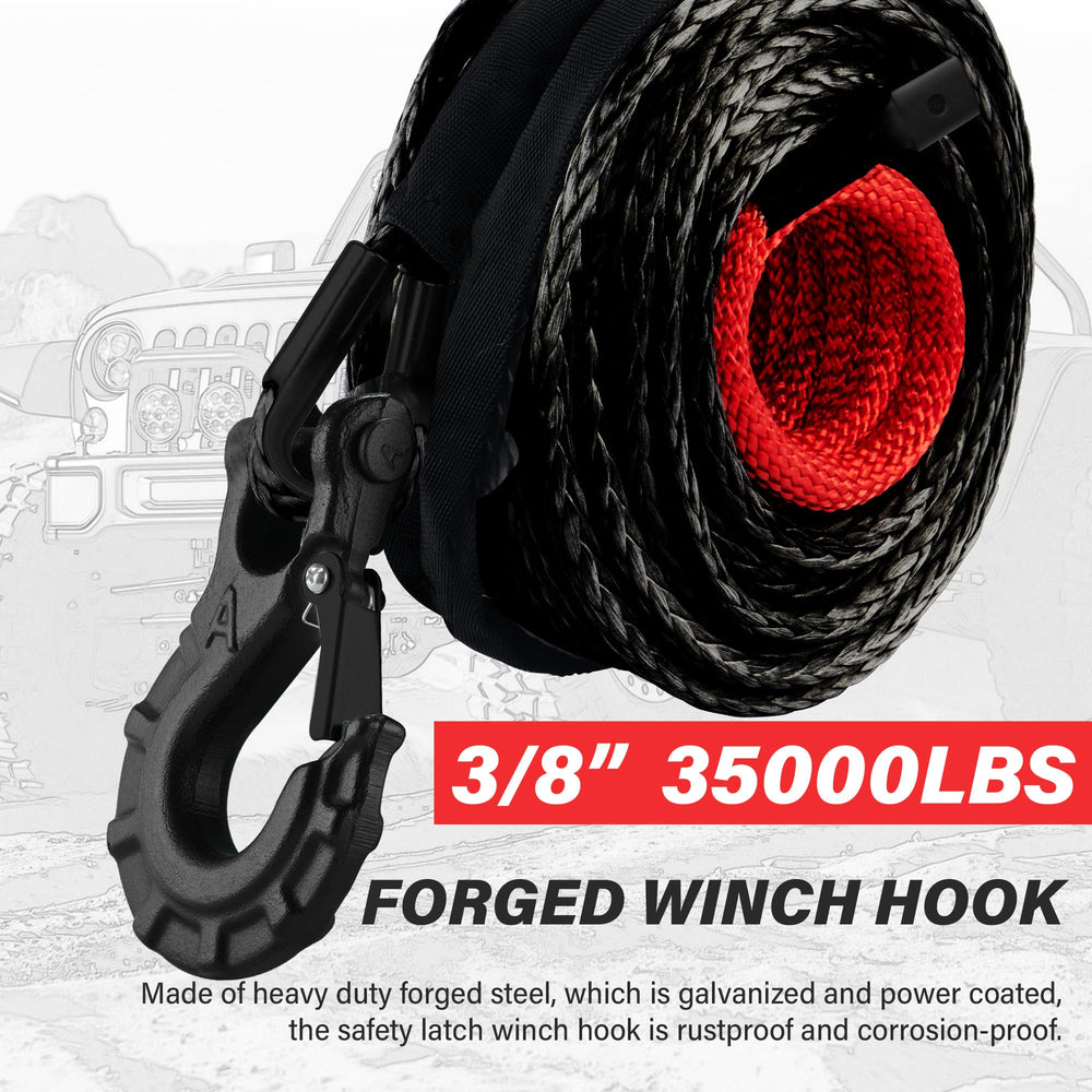 TYT reflective safety pull strap displayed for visibility and safer winch handling