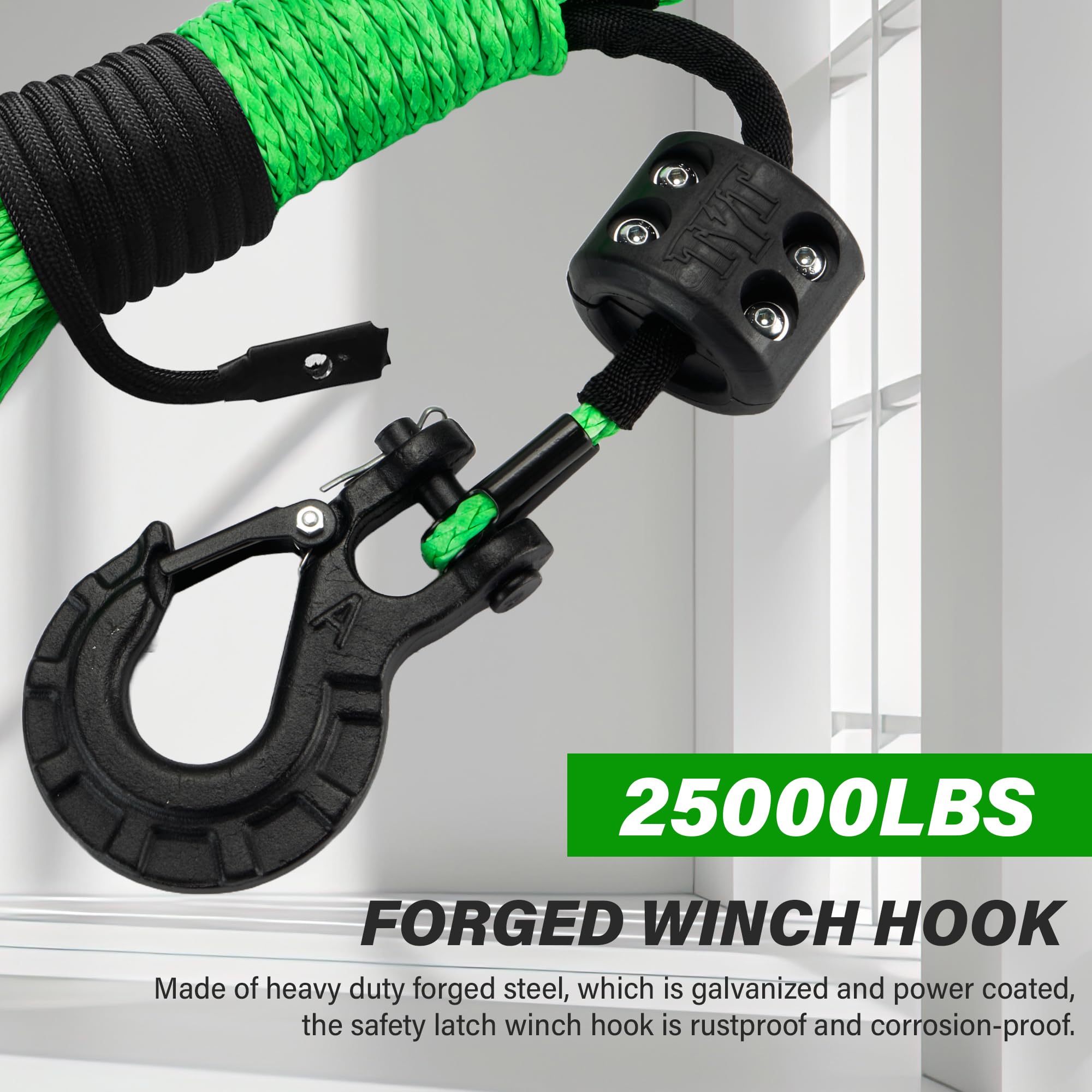TYT rubber stopper close-up protecting rope splice and reducing wear