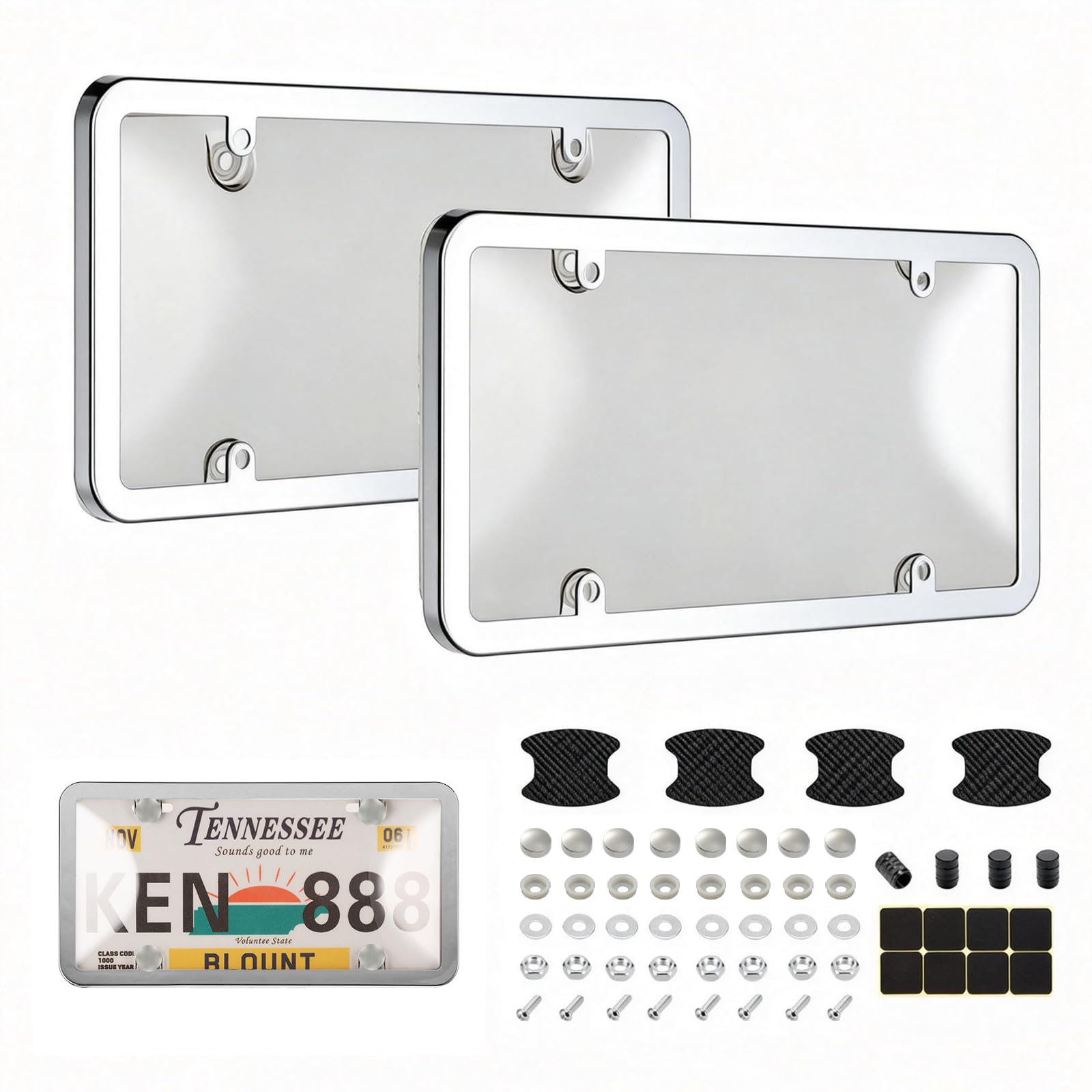 Tzuoen front view of clear license plate cover showing full kit benefit
