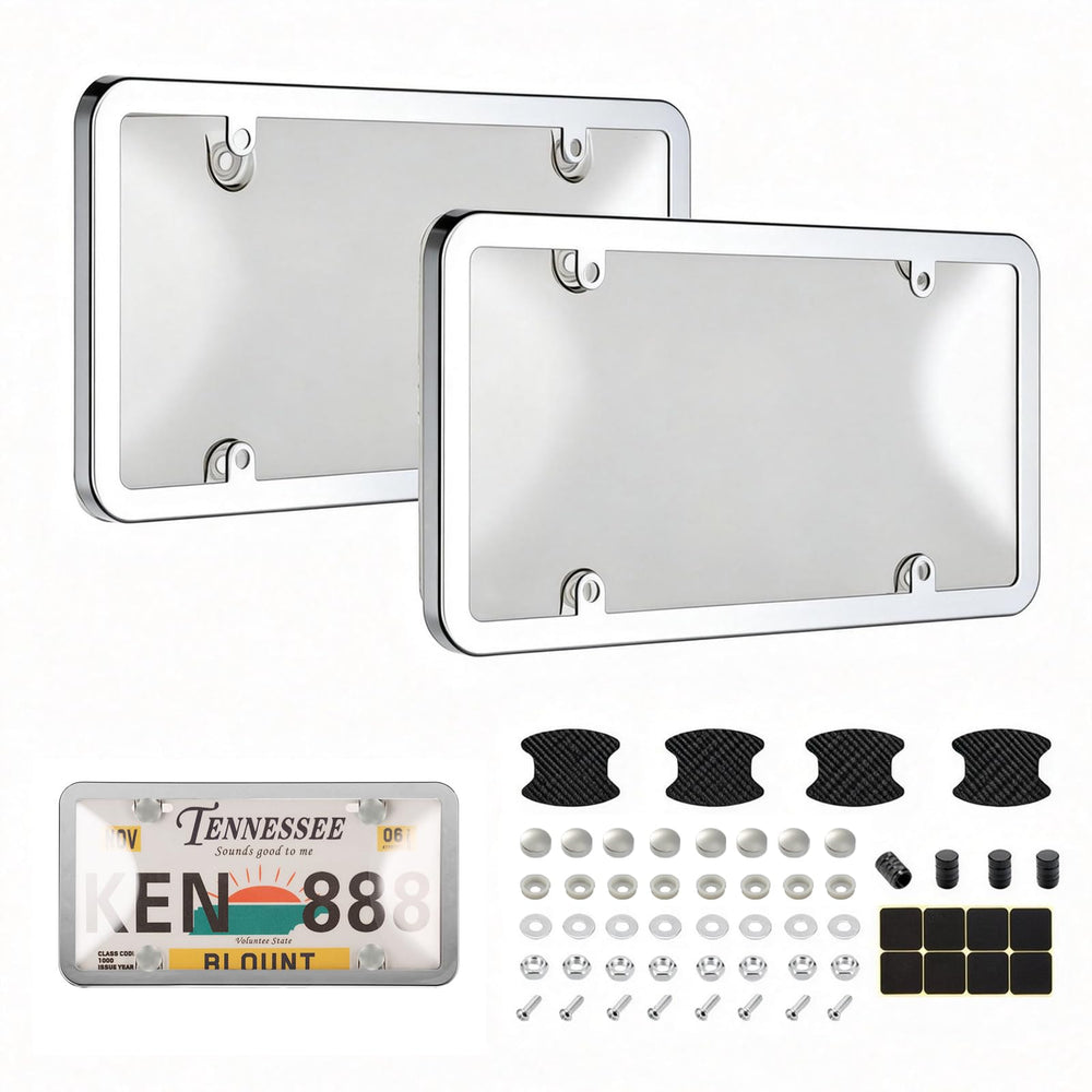 Tzuoen front view of clear license plate cover showing full kit benefit