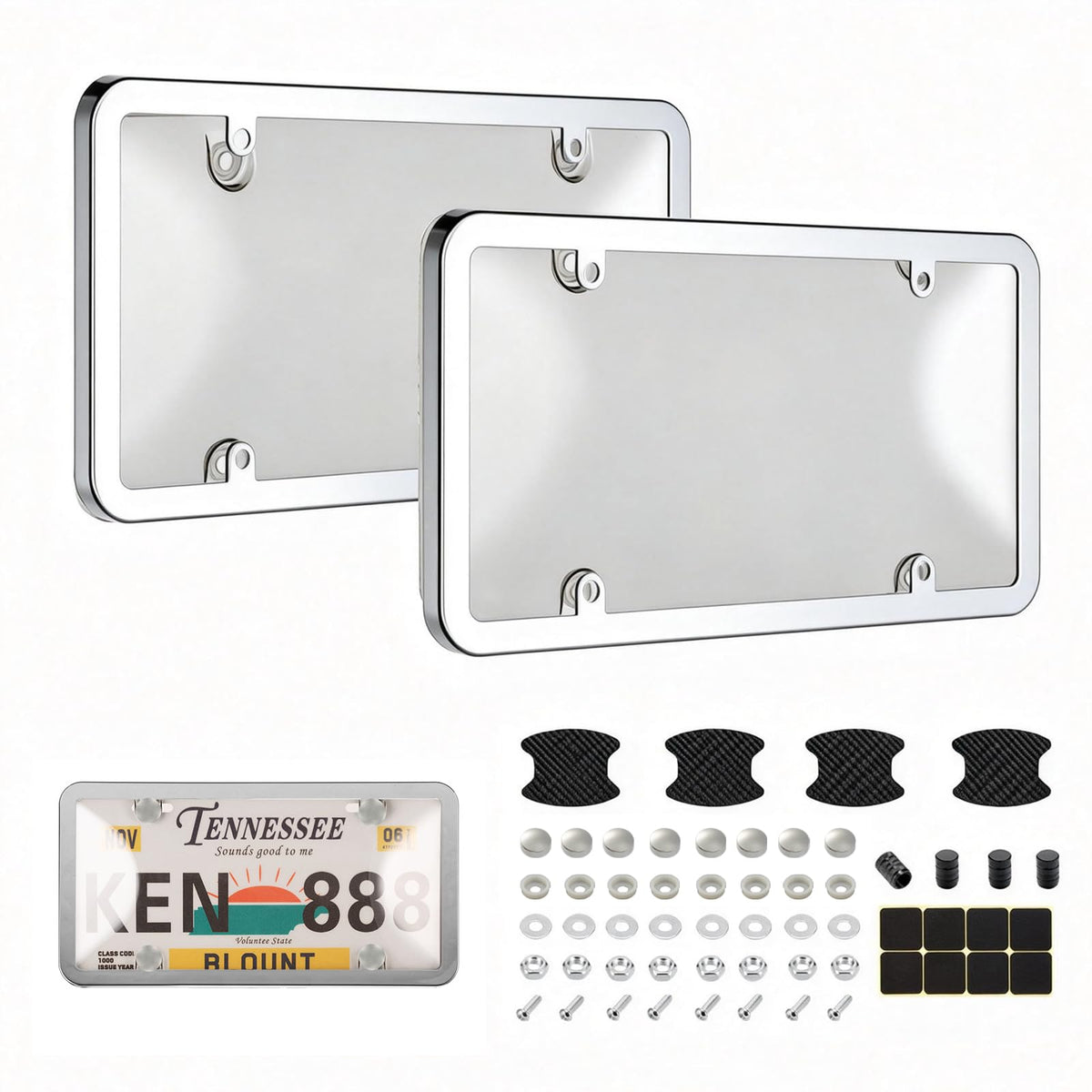 Tzuoen front view of clear license plate cover showing full kit benefit