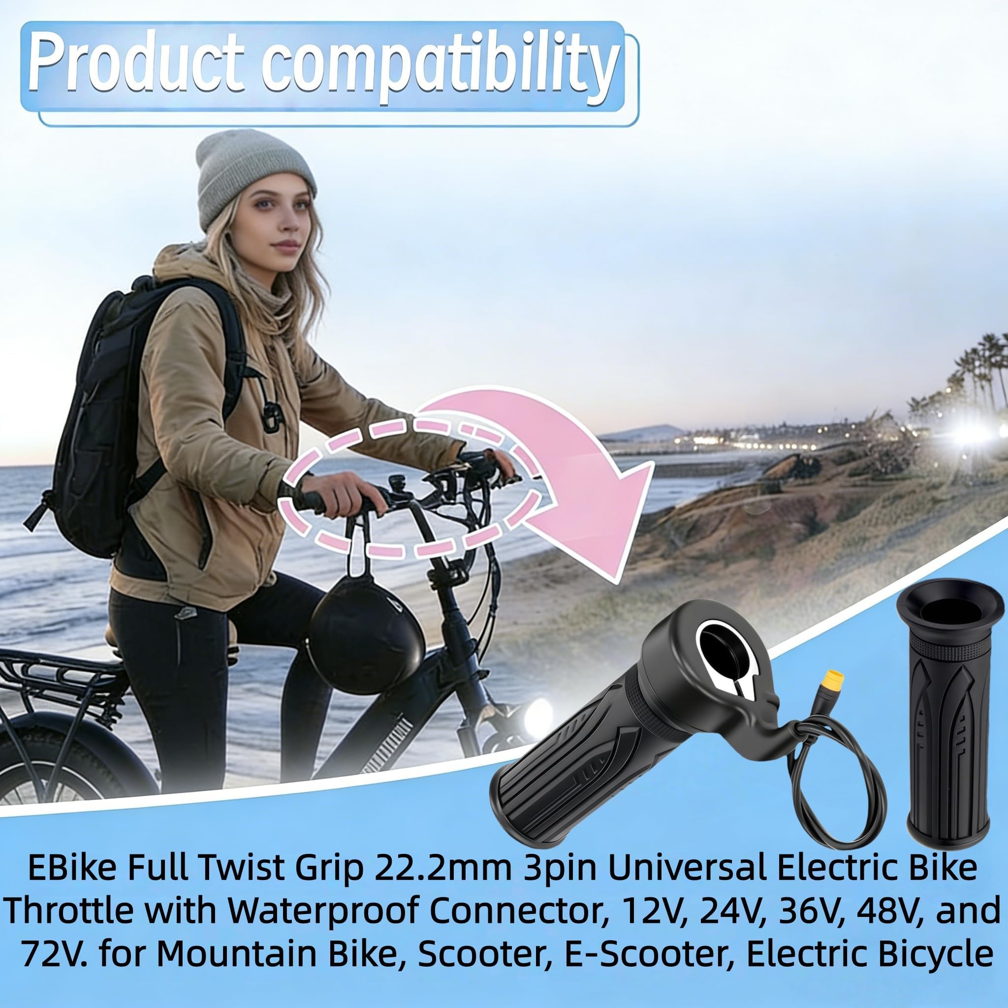 UAOPL throttle demonstrating 360-degree rotation for comfortable positioning