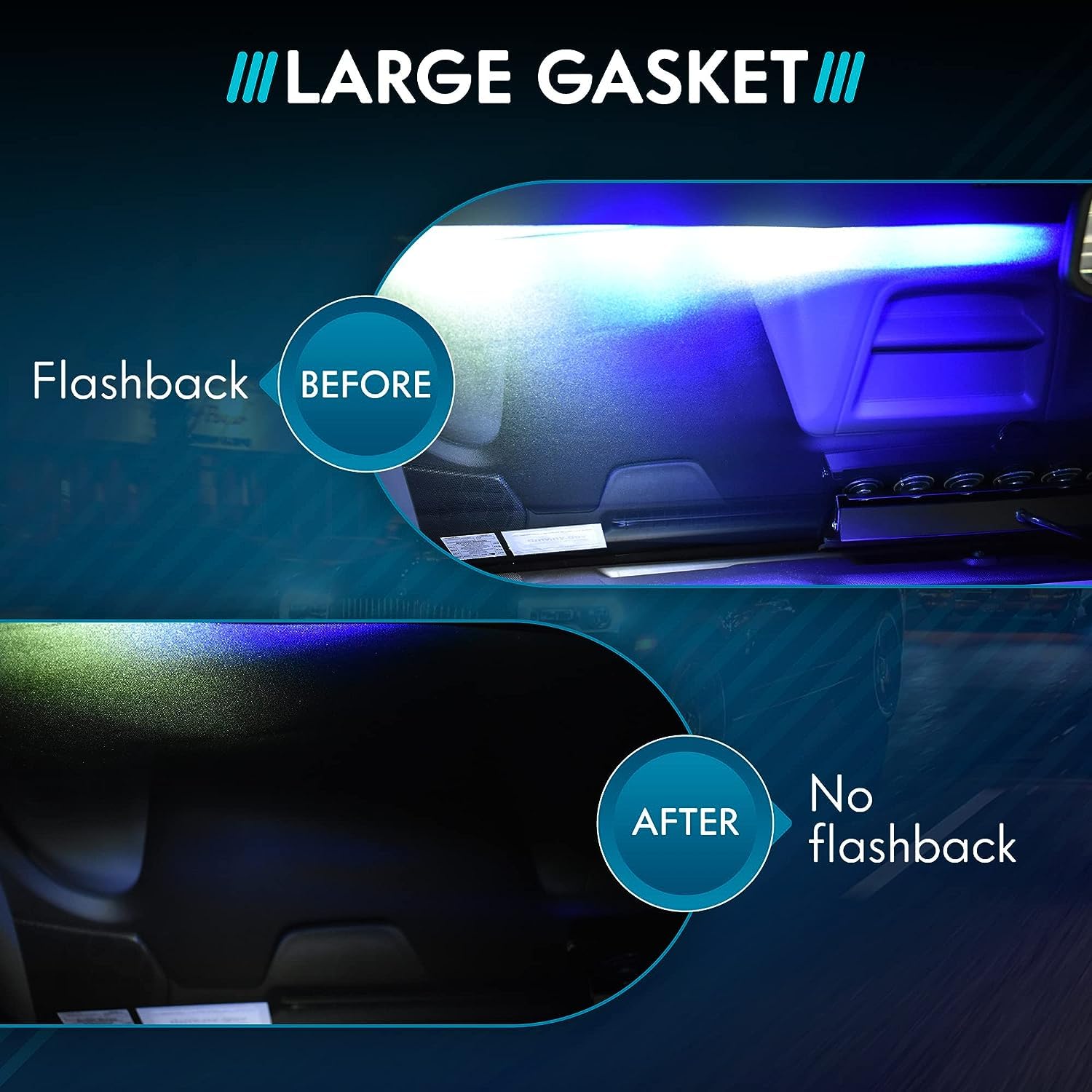 UBL gasket installed under light bar demonstrating reduced windshield glare