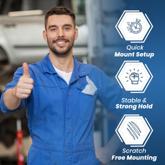UBL suction cup mounted on windshield with dash light demonstrating reliable hold