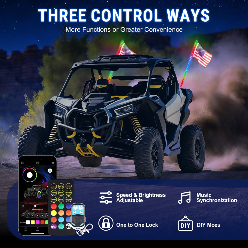 Uemicip whips during night run improving vehicle visibility on trails