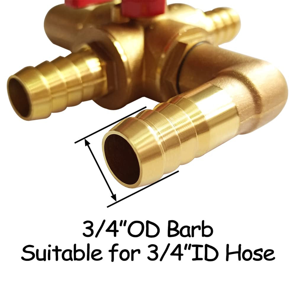 Uenede valve with 3/4" hose attached demonstrating secure connection and leak prevention