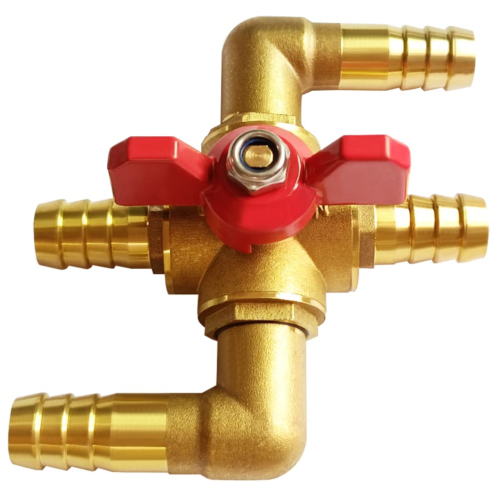 Uenede front view valve showing 4-way ports and solid brass durability