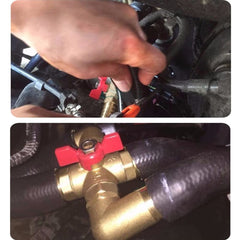 Uenede valve handle and orientation marking showing easy flow control and precise routing