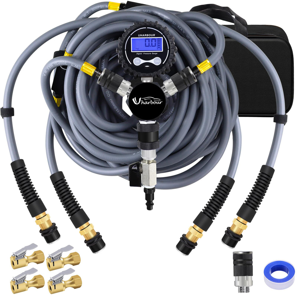 Uharbour front view kit shows all four hoses and couplers for fast inflation