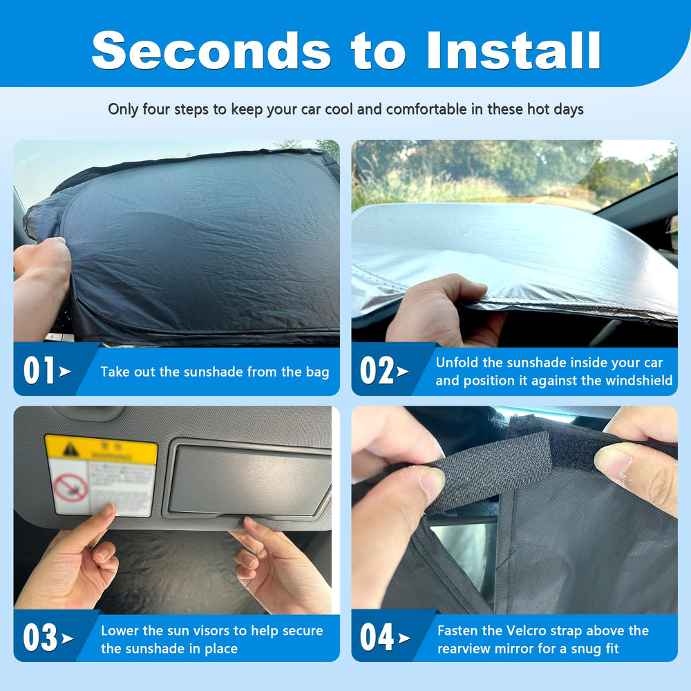 ULROLIT sunshade beside a hand showing compact size and easy handling benefit