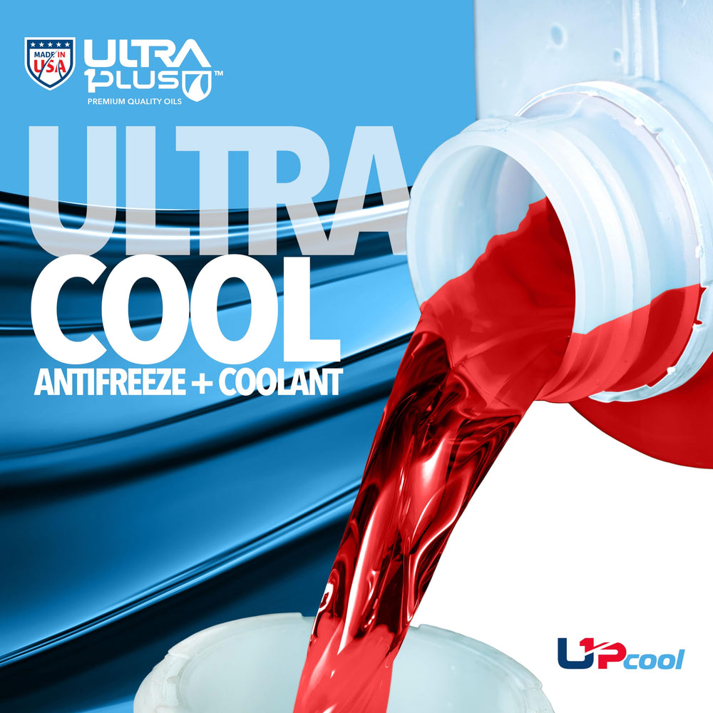 ULTRA 1PLUS coolant visible under car for leak check, helping detect leaks and maintain safety