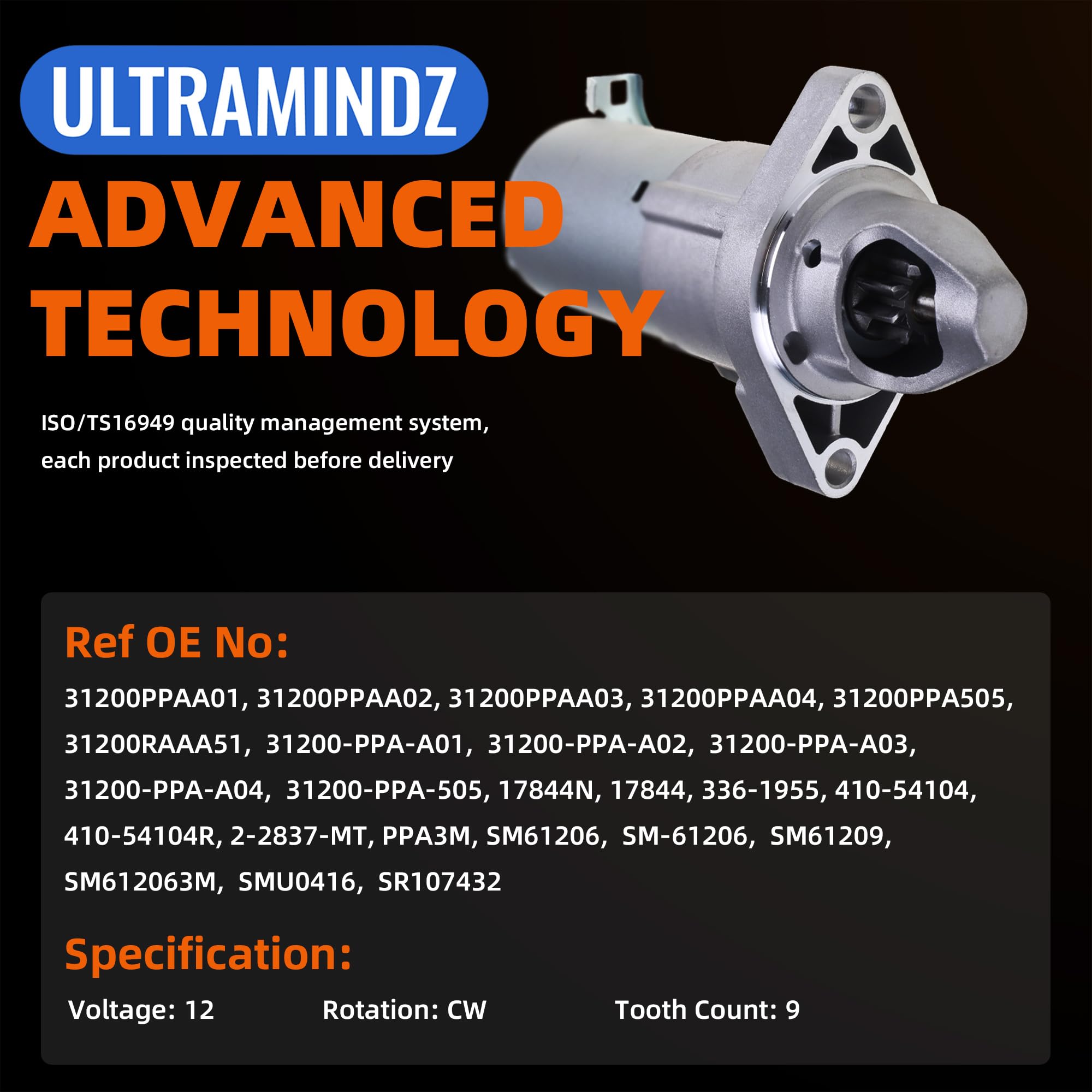 ultramindz starter gear closeup showing nine teeth for accurate engagement