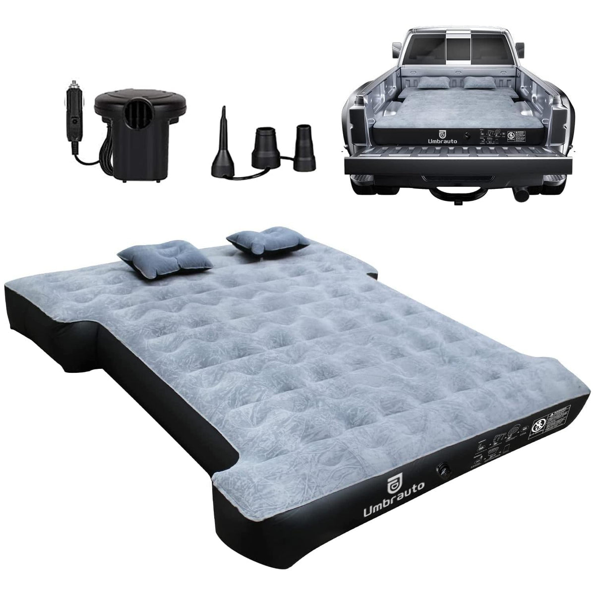 Umbrauto front view inflated mattress showing full bed coverage and comfort