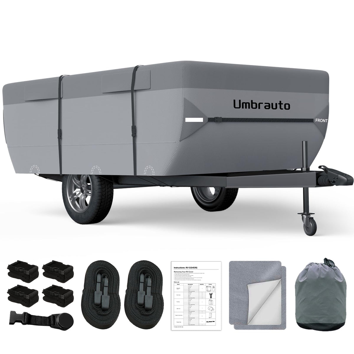 Umbrauto front view on trailer showing full-weather protection benefit