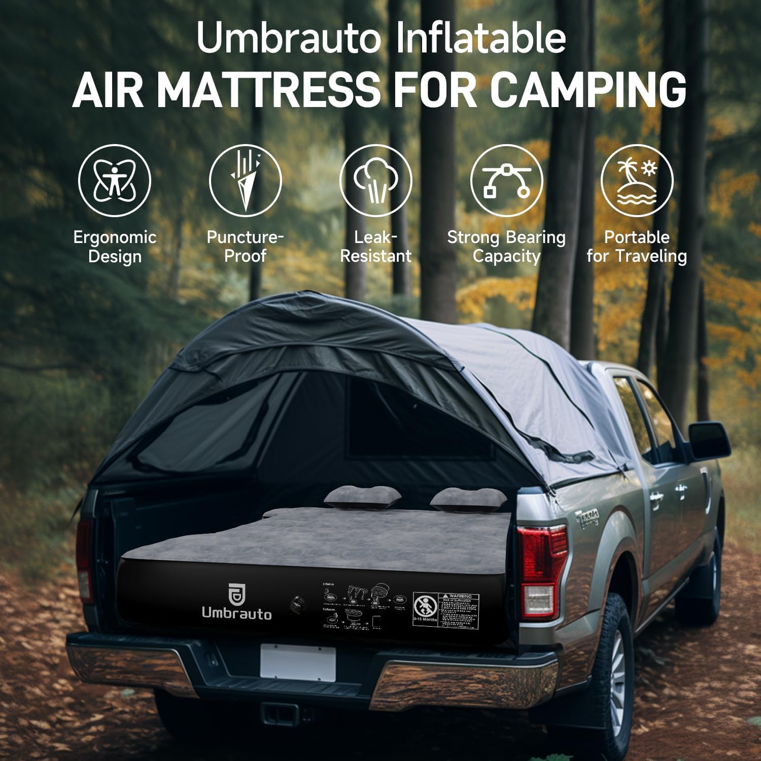 Umbrauto mattress in use at a campsite offering comfortable outdoor sleep