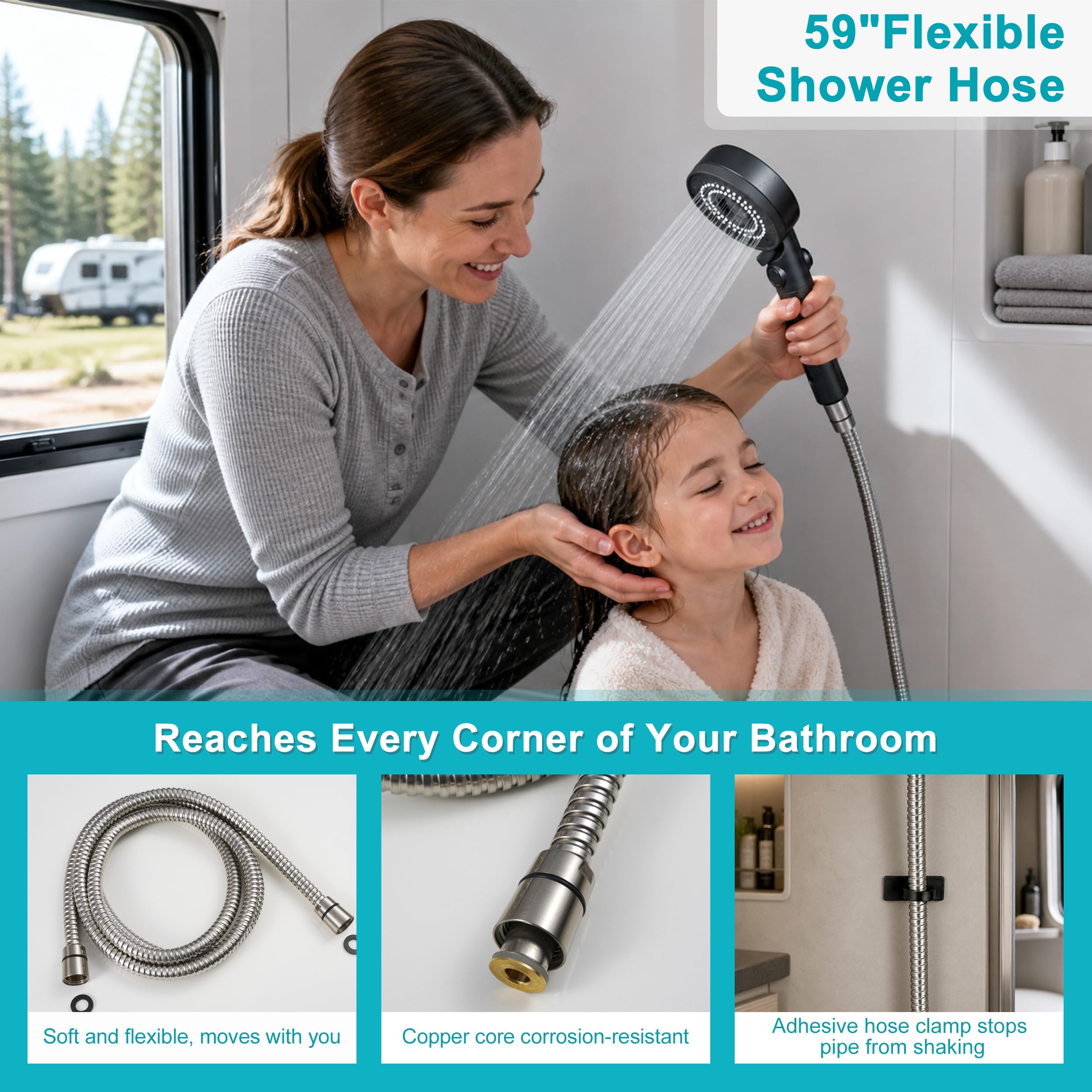 Umyder installation kit arranged with extra washers and manual for tool-free setup