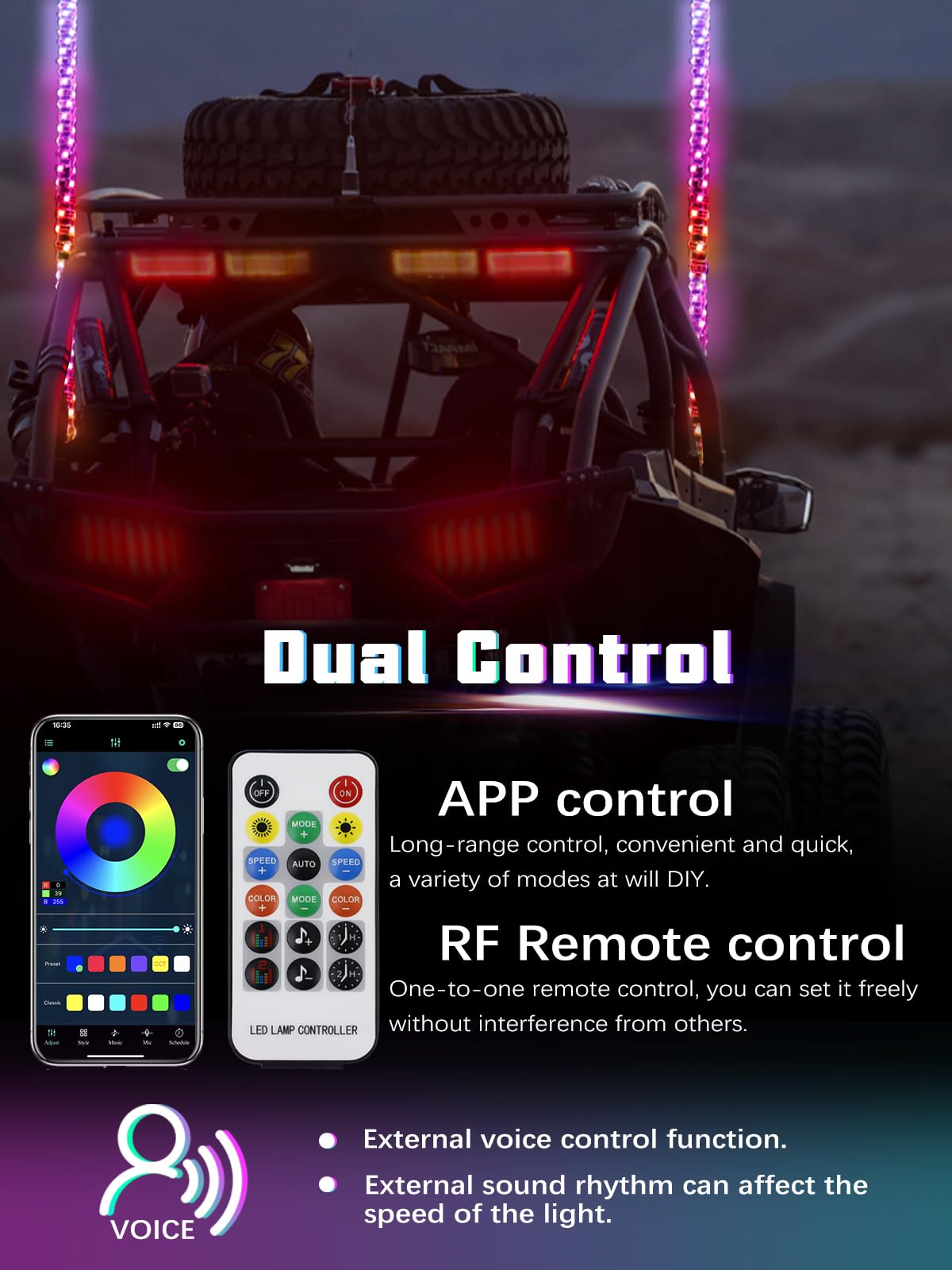 UNI-SHINE app control on smartphone demonstrating customization