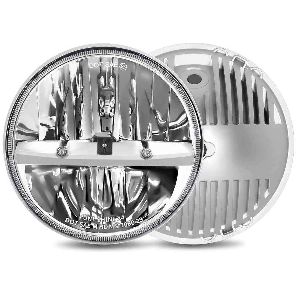 UNI-SHINE front face view showing crisp chrome reflector and DOT lens for safer driving