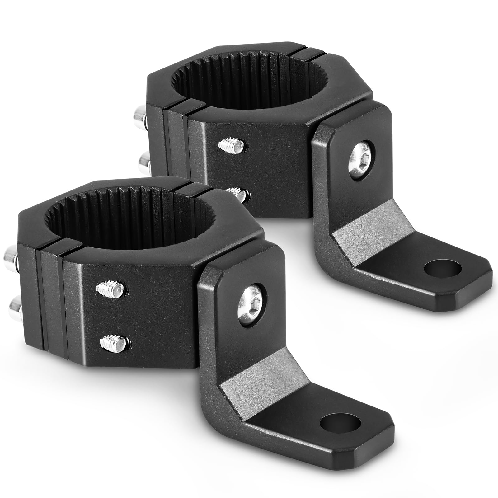 UNI-SHINE front view of two mounts showing secure dual-bolt clamp and profile