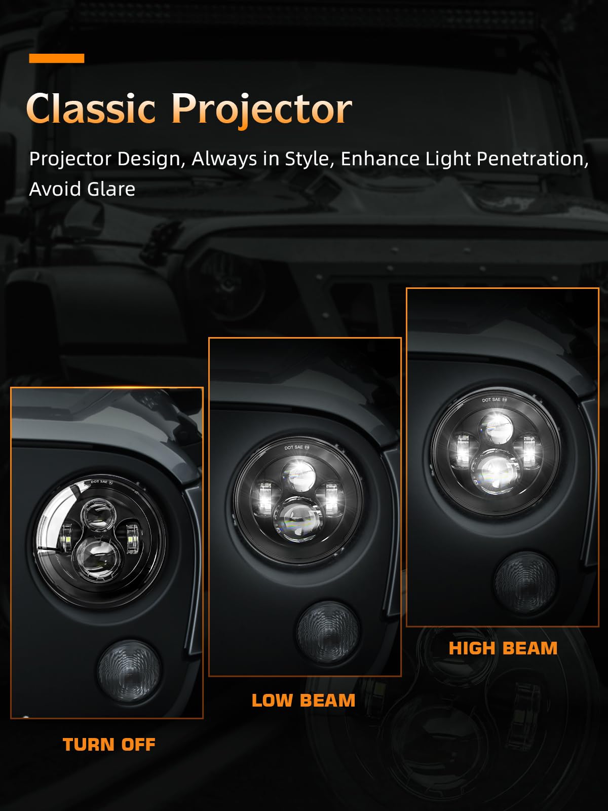 UNI-SHINE installed on Jeep Wrangler showing brighter road illumination