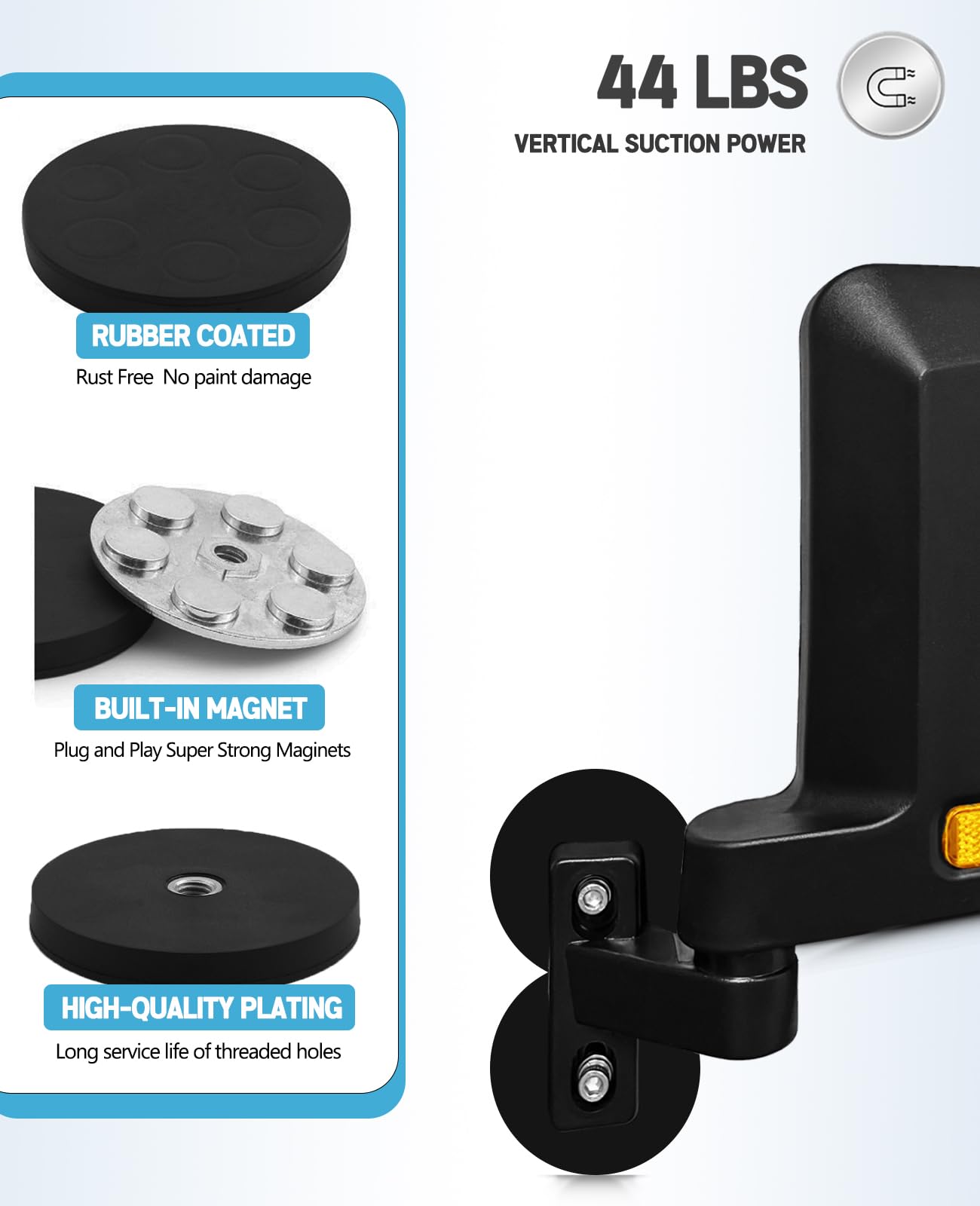 UNIGT mirror next to ruler showing mirror dimensions for accurate fit planning