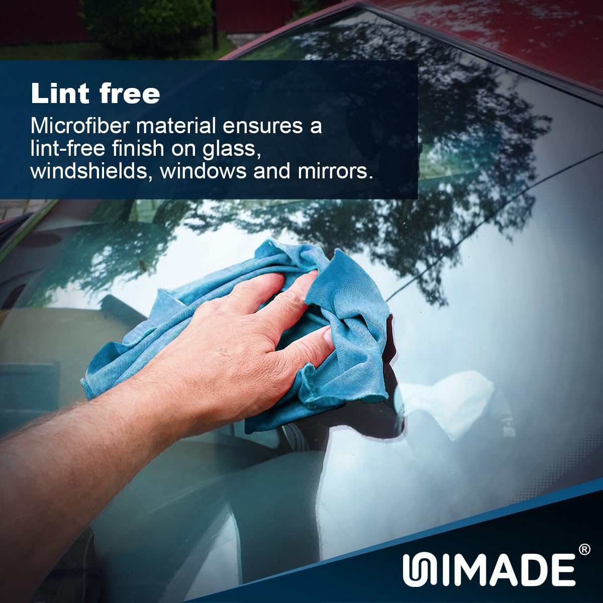 UNIMADE towel polishing car panel leaving a clear finish