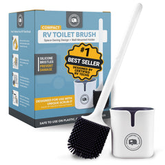 Unique silicone brush front view showing compact holder and upright storage benefit